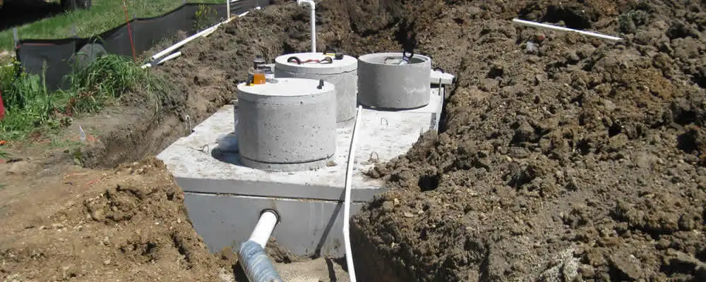 Septic system repair and installation site with tank access ports in Las Vegas, NV